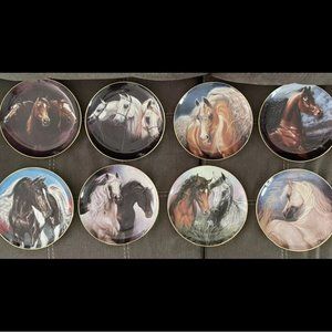 Complete Set of 8 - Noble and Free Arabian Horse Porcelain Plate Collection